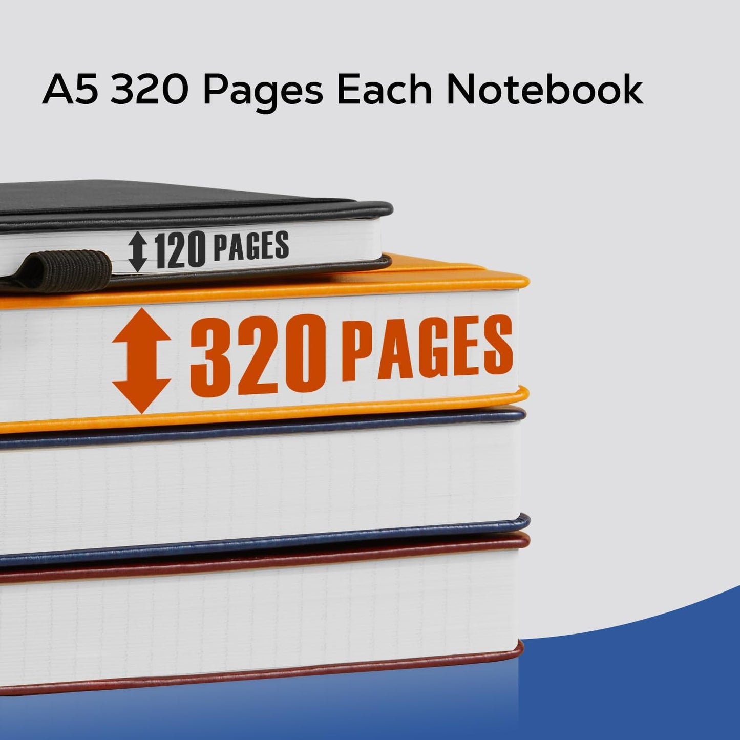 3 Pack Journal Notebook, 320 Pages A5 Lined Notebook Journal Set for Work Writing, Hardcover Leather Bound Notebooks Bulk for Women Men Office School, 5.7'' X 8.4'', Multicolor