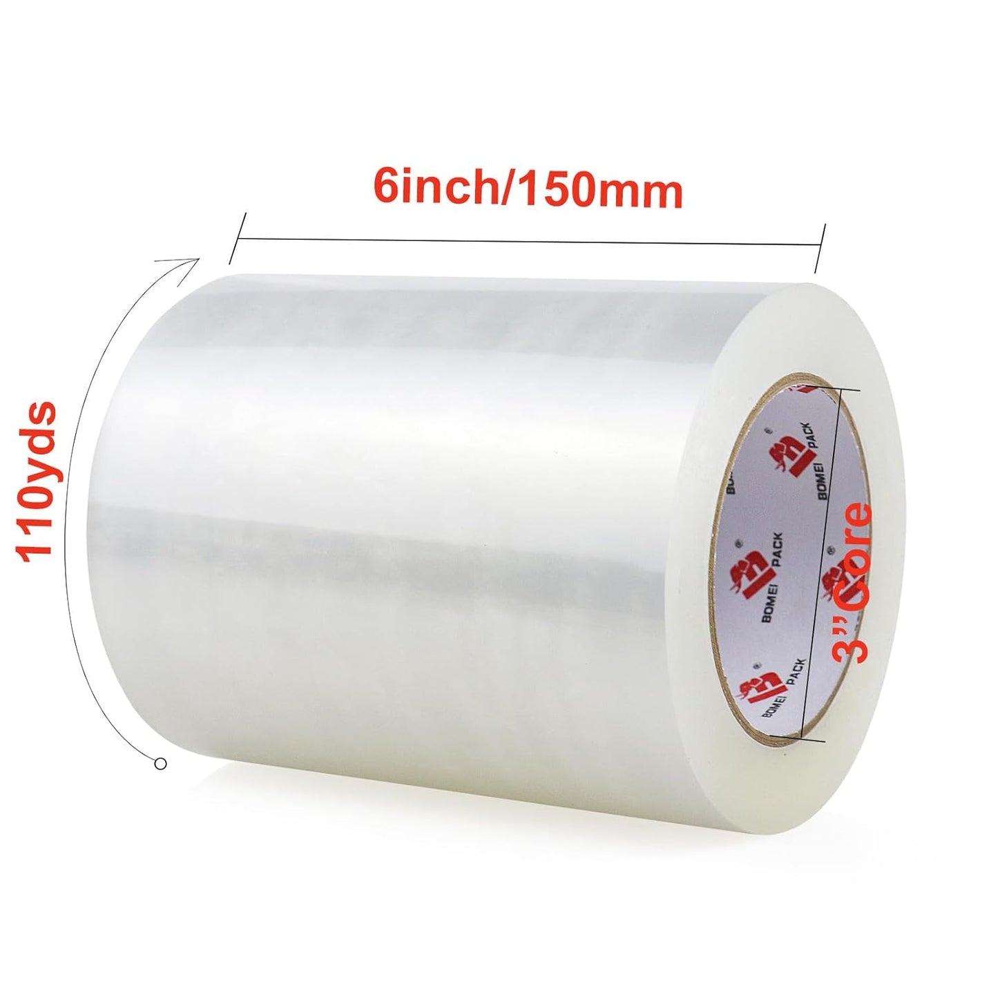 BOMEI PACK Clear Shipping Tape 6" Wide, 6 inch x 110 Yards (330ft), Industrial Grade 6 inch Heavy Duty Packing Tape for Box Office Moving, Shipping and Mailing