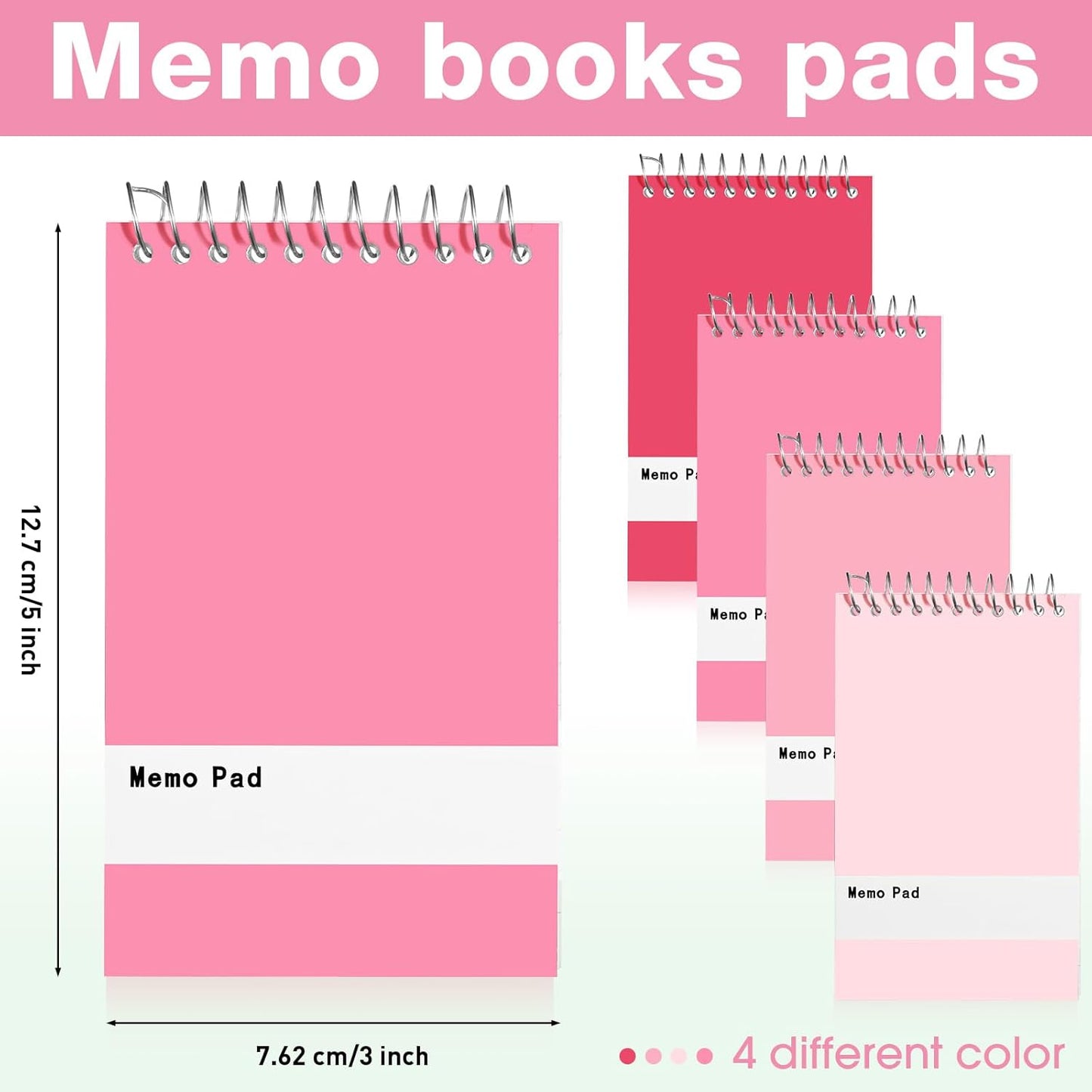 Thenshop 100 Pads Spiral Memo Pads Bulk 3 x 5 Inch Small Pocket Notepad Top Bound Lined 60 Sheets Mini Notebooks for School College Office Home Supplies (Bright Colors)