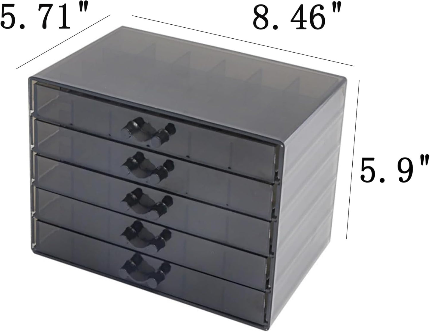 Feadily Acrylic Jewelry Organizer Box, Jewelry Drawer Organizer With 5 Drawers 120 Grids, Black