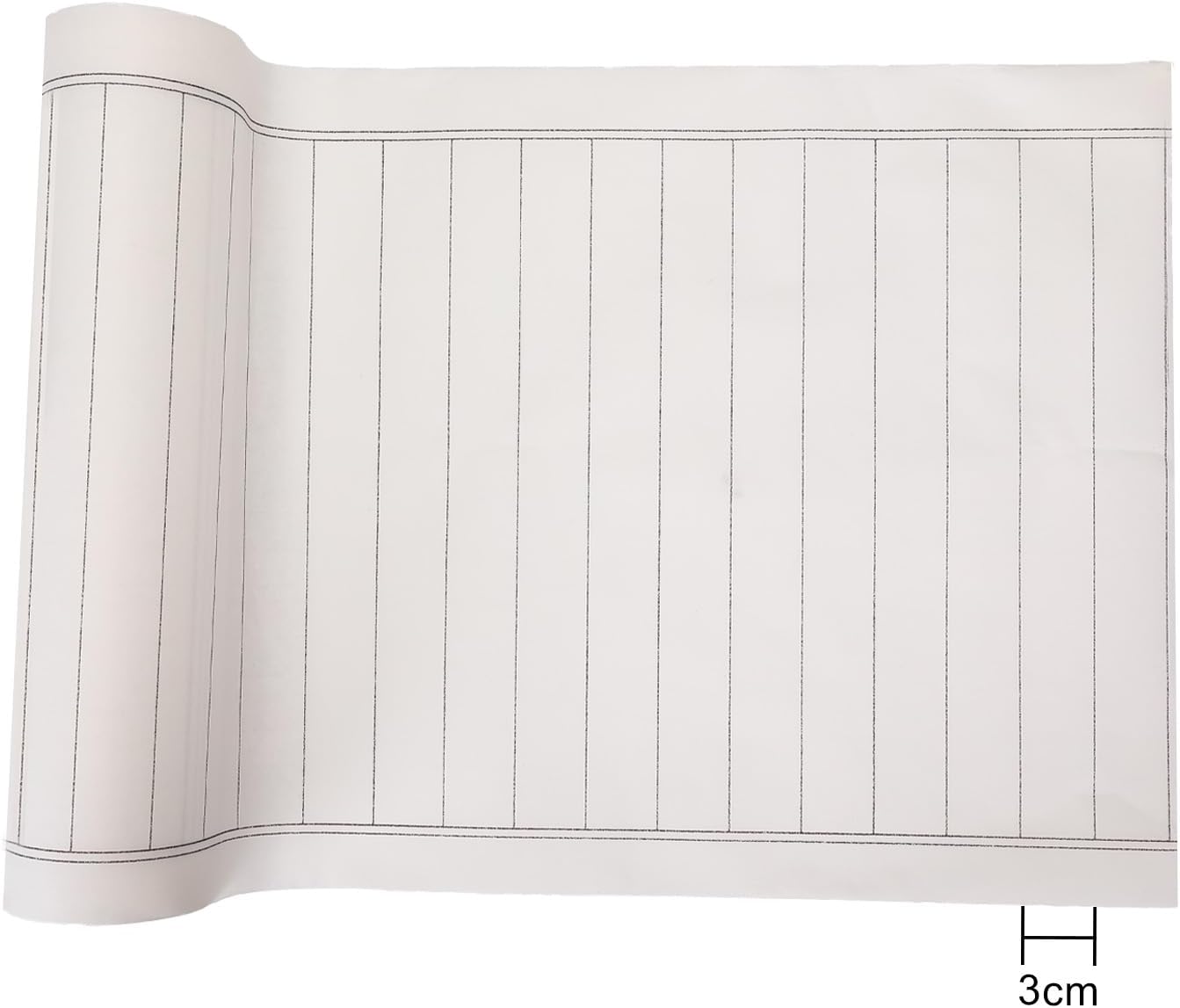 MEGREZ Chinese Calligraphy Brush Writing Practice Paper, Xuan Paper Roll Rice Paper Calligraphy with Vertical Grids, 35cm x 50m(13.8in x 164ft), Half Raw Ripe Xuan Paper, 3cm/Grid, White