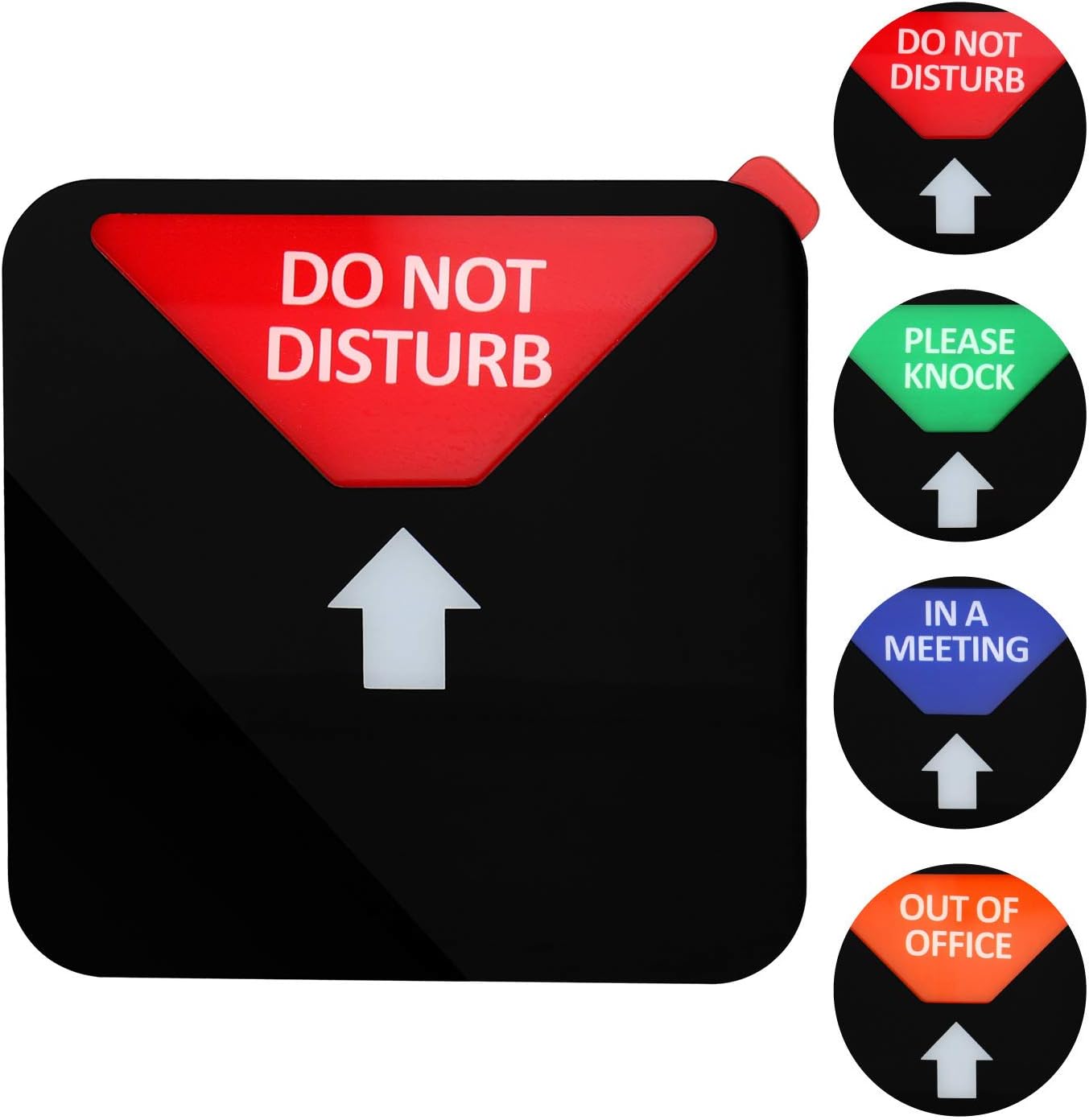 Kichwit Privacy Sign - Do Not Disturb, Out of Office, Please Knock, In a Meeting, Conference - for Offices, Squared Shaped, 4.9 Inch, Black