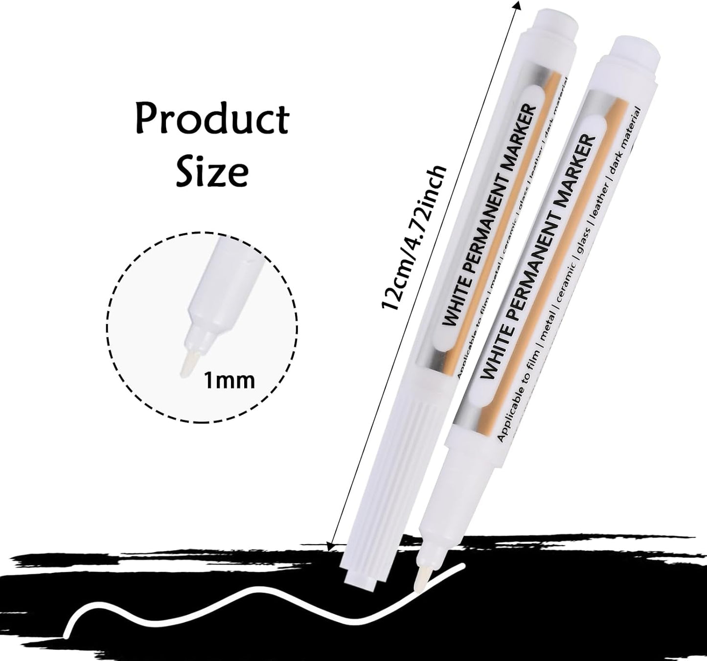 Goldge 20 White Paint Pen - Waterproof Acrylic Markers, Permanent White Paint Markers for Metal, Canvas, Glass, Wood, Stone, Ceramic, DIY Art Supplies