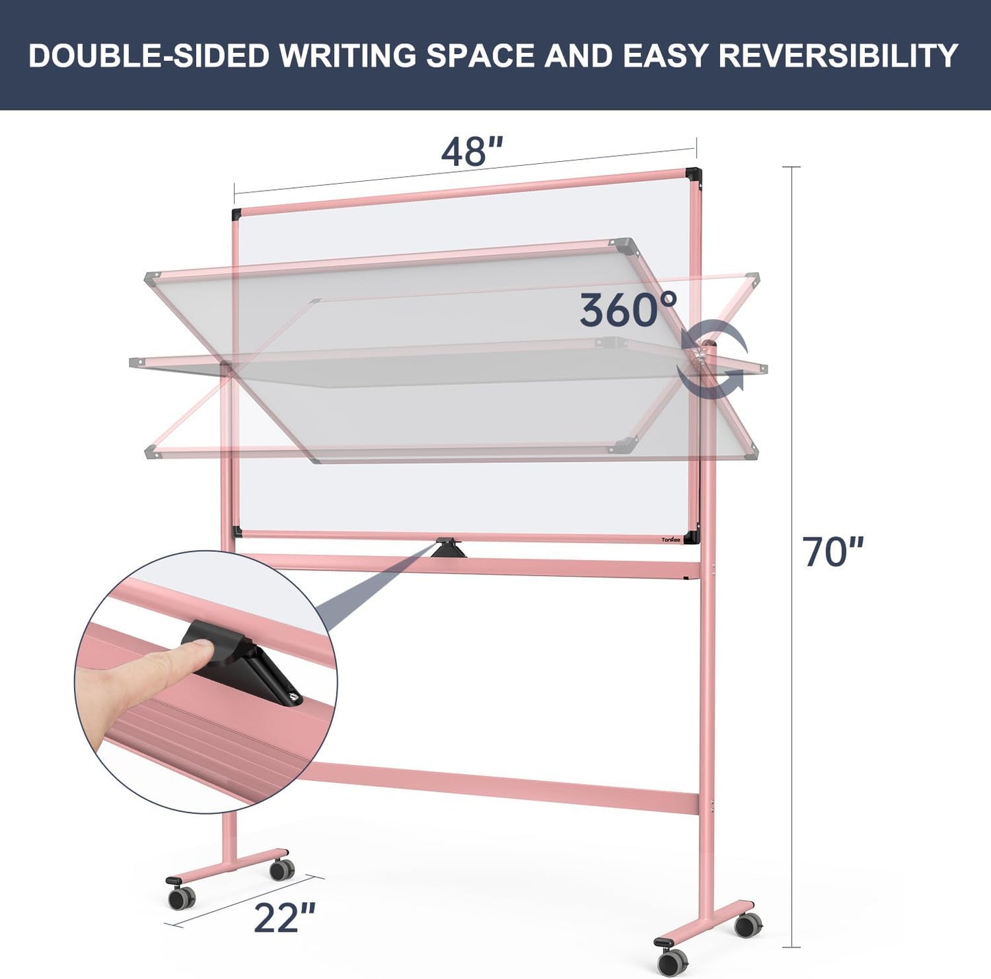 Mobile Whiteboard, 48x32 Inches Dry Erase Board with Stand, Large Rolling Whiteboard on Wheels, Standing White Board for Office, School, Home, Magnetic Double Sided White Board with Paper Pad