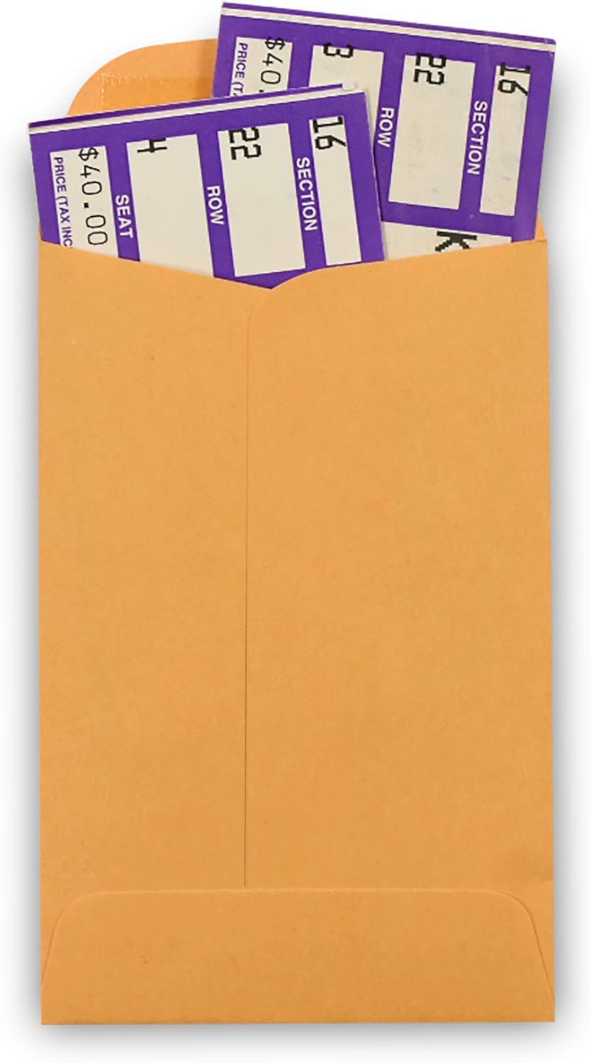 500 Guardian #4 Paper Coin Envelopes - Blank Small Envelopes for Coins, Receipts, Stamps, Small Parts Storage, & More – 3" x 4-1/2" Cash Envelopes – Gummed Flap Gift Card Holder Envelopes