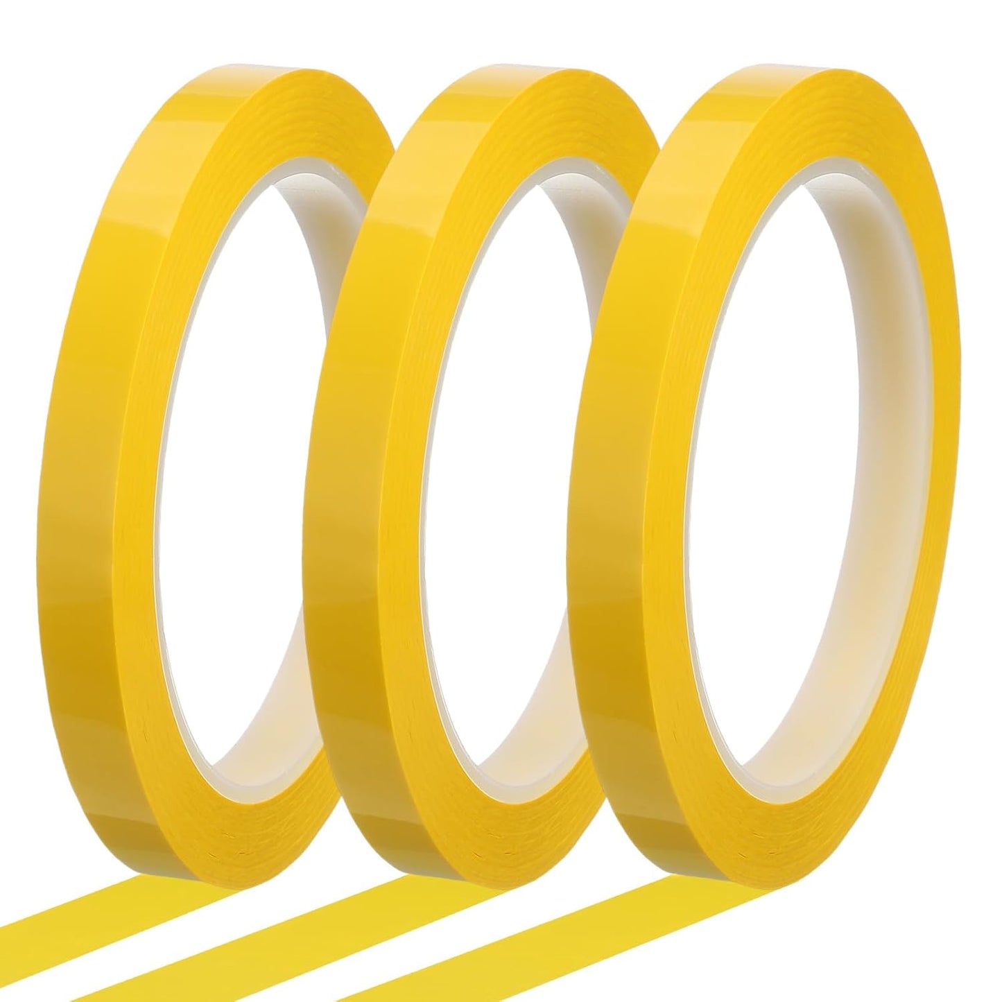 MECCANIXITY Whiteboard Tape 3/8" x 72 Yard Pinstripe Graphic Chart Line Grid Marking Tapes for Classroom Office Dry Erase Board Art, Dark Yellow, Pack of 3