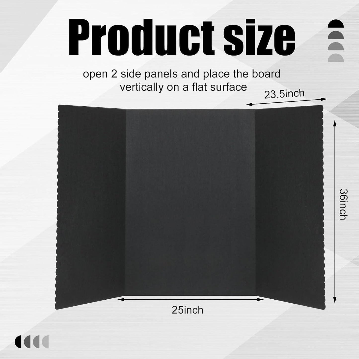 Paterr Trifold Poster Board with Storage Bag, Hook and Loop Fabric, Foldable 3 Panel Presentation Board for Science Fair and Exhibitions(Black,72 x 36 Inch)