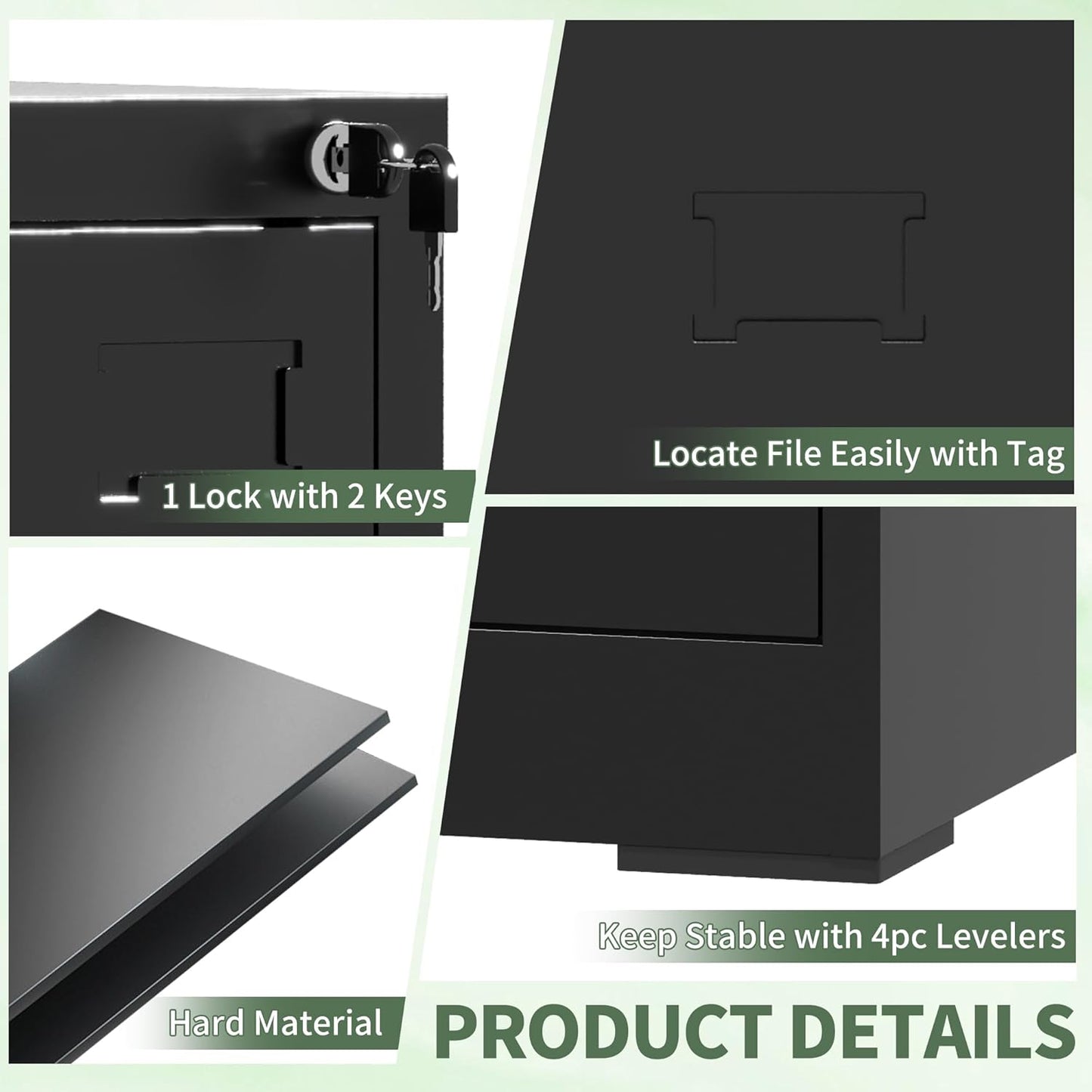 3-Drawer Locking Vertical File Cabinet, Metal Storage Cabinet for Office/Home – Secure Vertical Filing for Letter/Legal/A4/F4 Documents, Easy to Assemble Steel Cabinet, Black (Black, 3 Drawer-15W)