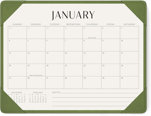 Jotsome Desk Calendar 2026 with Desktop Mat, Desk Pad Calendar From 2026 to Jun 2027 14x10.5 inch, Desk Blotter Calendar for Home Office and School, Easy Planning, Green