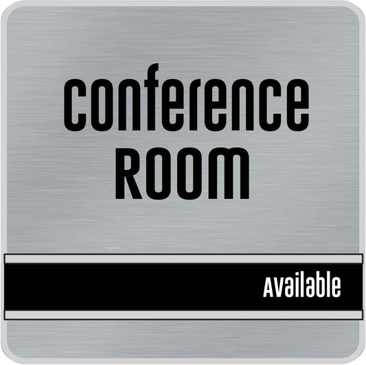 NapTags Conference Room Slider Signs (Silver - Silver Frame, 6" x 6")