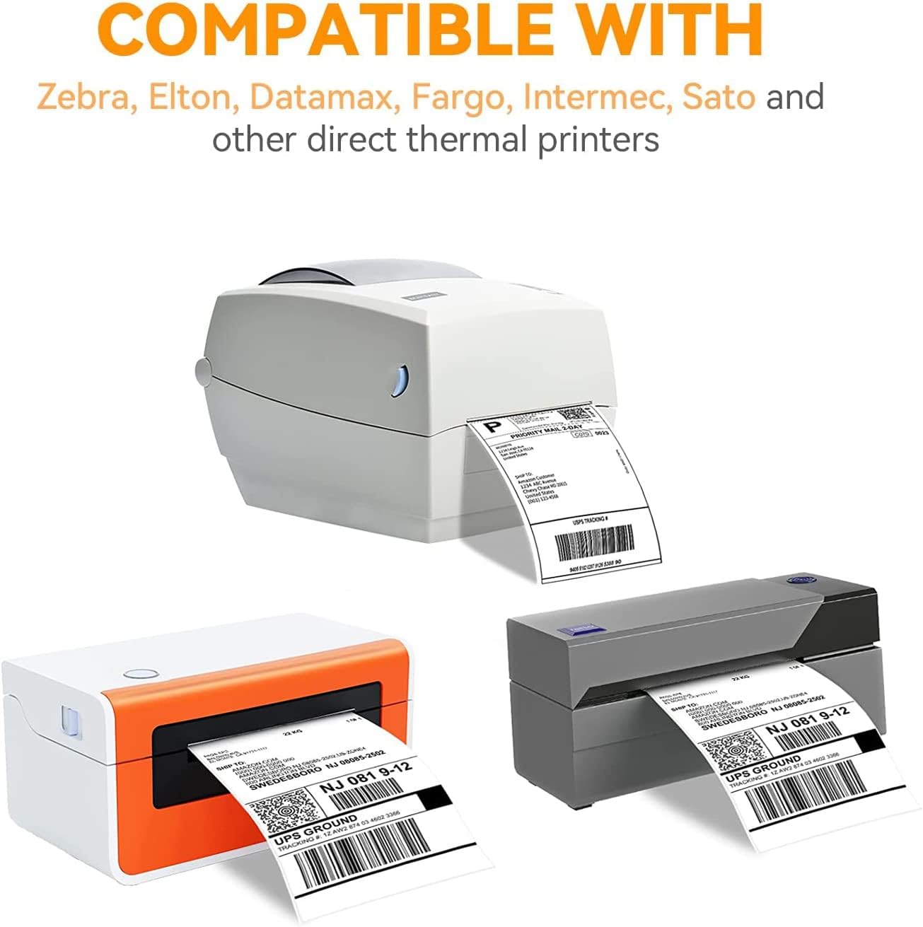 500 Fanfold Direct Thermal Shipping Labels - 4x6, Compatible with Rollo, MUNBYN, iDRPT, Polono, Zebra Thermal Label Printers