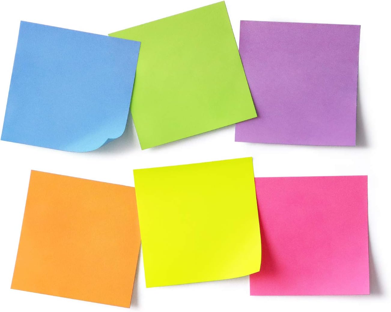 Sticky Notes 3x3 Self-Stick Notes Pads with 6 Bright Colors, Easy to Post for Office, School, Home, 6 Pads/Pack, 100 Sheets/Pad(Standard)