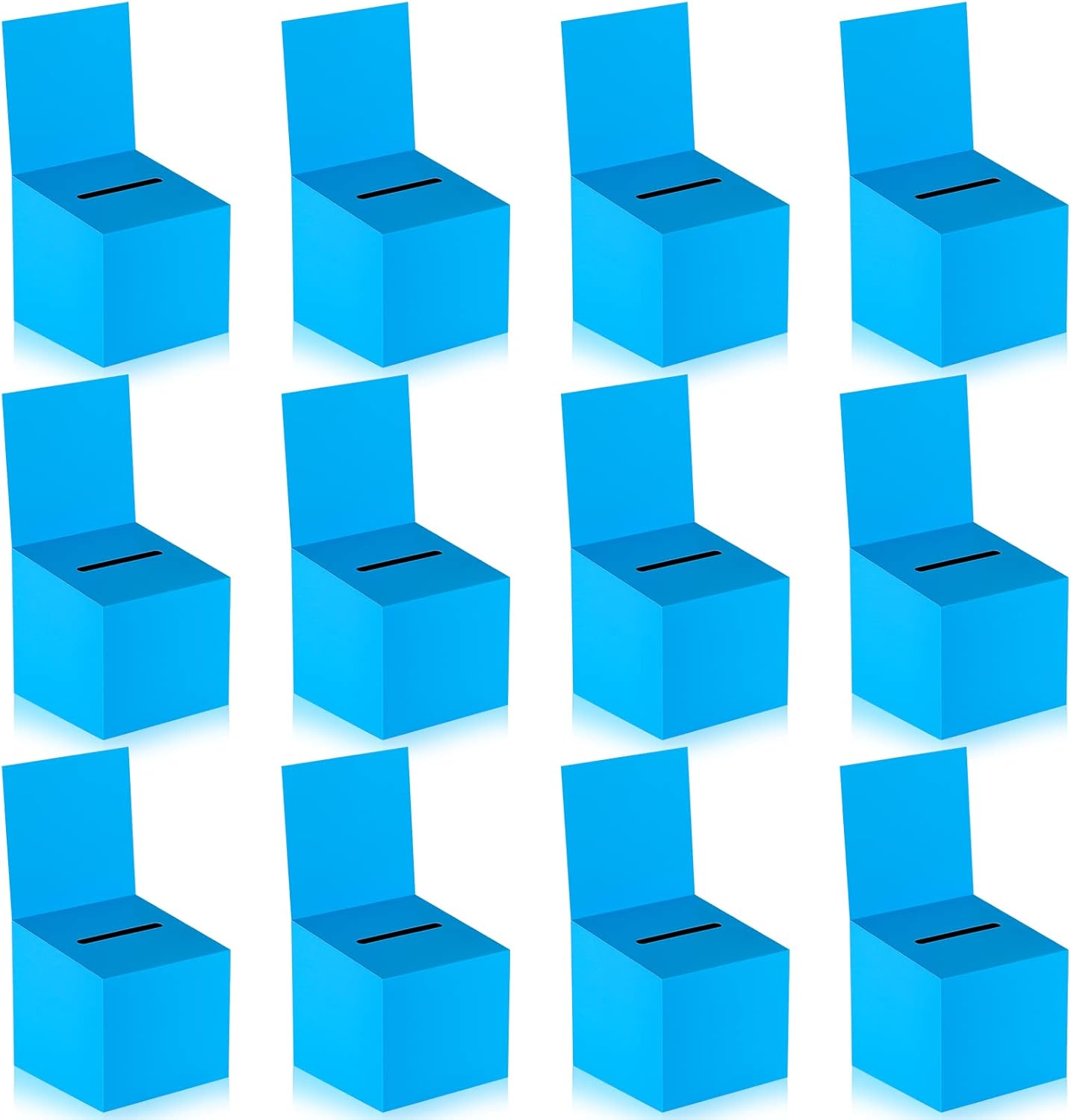 12 Pack Blue Raffle Ticket Box Cardboard Suggestion Box with Slot Raffle Boxes for Fundraising with Removable Header for Fundraising Collecting Voting Contest, 6 x 6 x 6 Inches