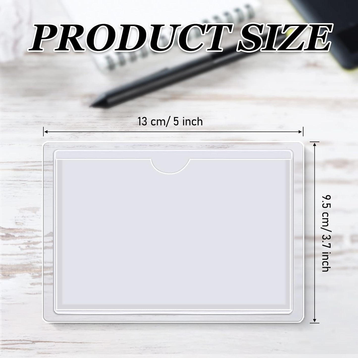 Fainne 240 Pcs Self Adhesive Index Card Pockets with Top Open Clear Plastic Label Holder Bulk for Storage Bins Adhesive Square Index Card Sleeve for Library Office Organizing, 5.12 x 3.74 Inch