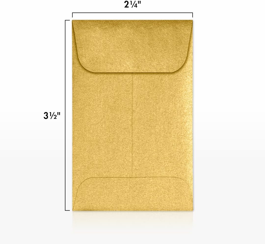 LUXPaper #1 Coin Envelopes | 2 1/4" x 3 1/2" | Gold Metallic | 80lb. Text | 250 Qty