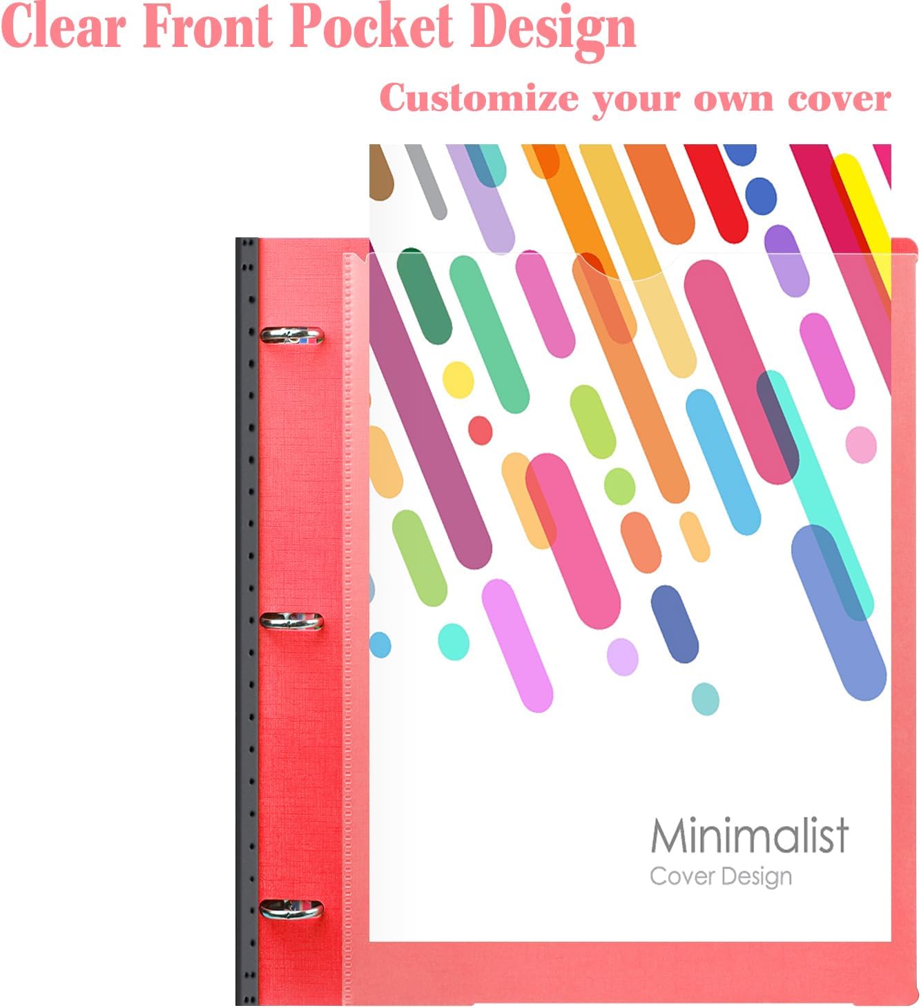 INFUN 1 Inch Telescoping 3 Ring Binder - 4PCS, Flexible Round Binder with Customizable Front Cover and Clear Catalog Pocket, 1Inch Rings, 225 Sheet Capacity