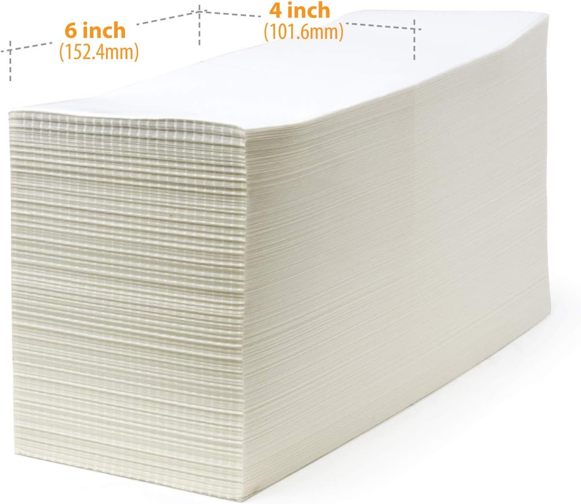 Buhbo 4" x 6" Direct Thermal Labels - Perforated BPA Free - Compatible with Zebra & Rollo Printer - Commercial Grade Shipping (4000 Fanfold Labels - 2 Stacks of 2000)