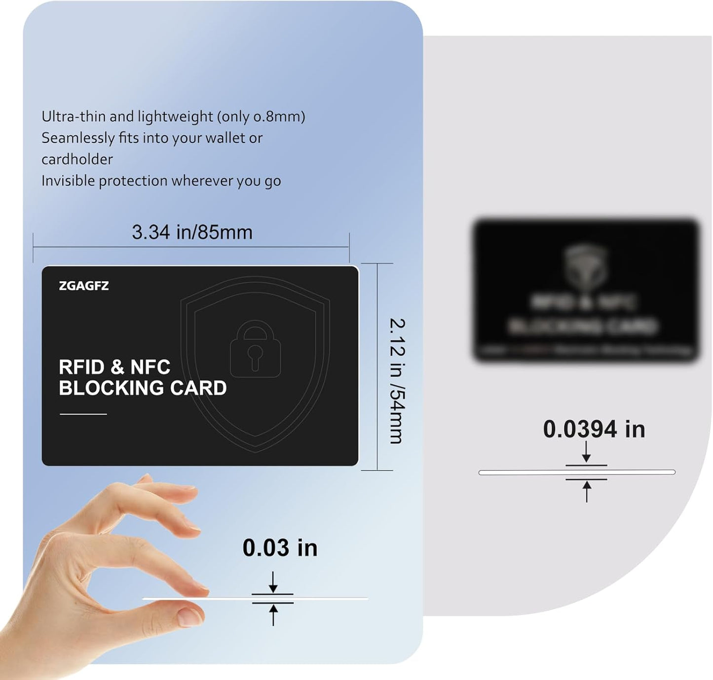 6 Pack RFID Blocking Card, NFC Debit Credit Card Passport Protector, Entire Wallet Protection Blocker Set for Men & Women, Smart Slim Design Perfectly fits in Wallet and Purse-Black (6)