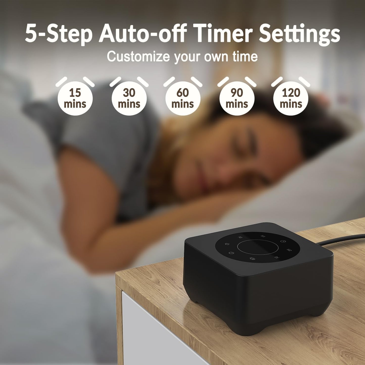 White Noise Sound Machine for Sleep 20 Soothing Sounds Noise Machine for 30 Level Volume 5 Timer Setting Favorite Setting Memory Function Touch Control Compact Portable for Adult/Baby (Black)