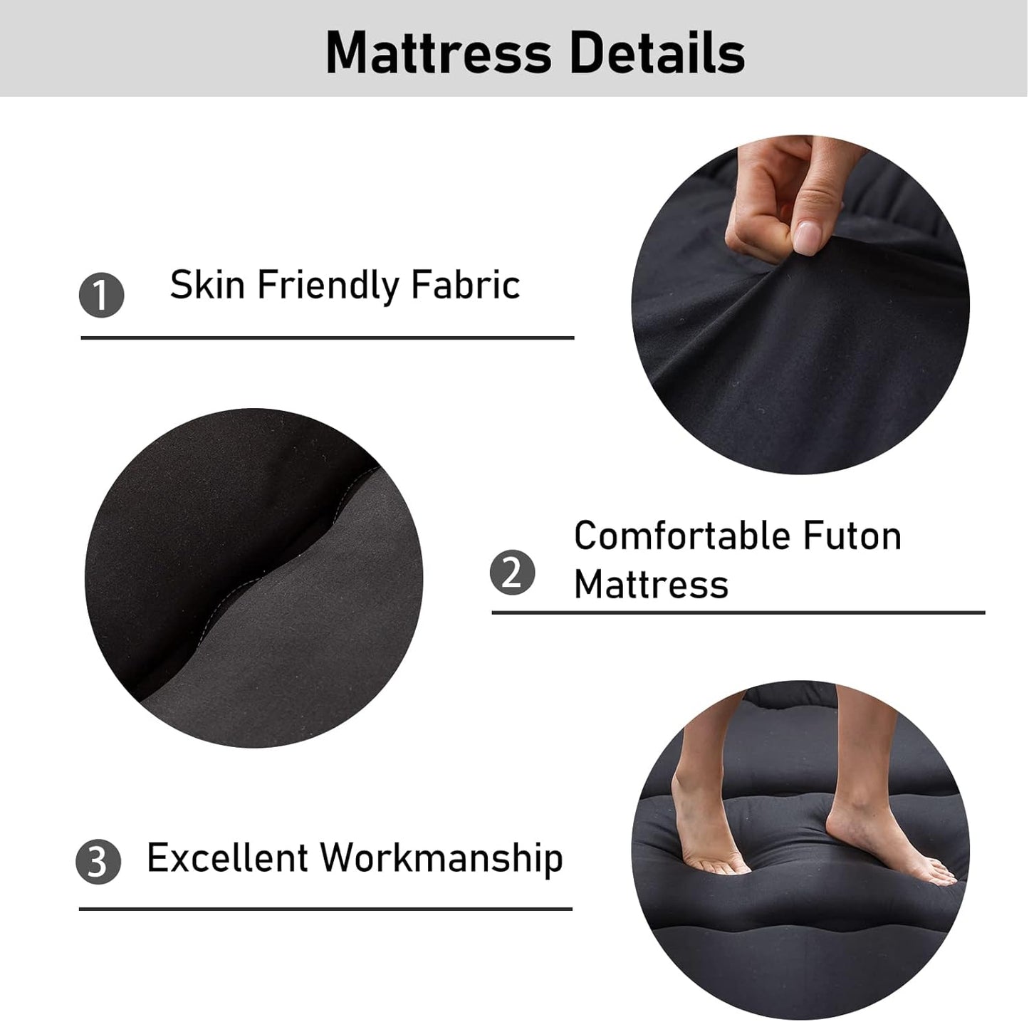 MAXYOYO Cot Japanese Floor Futon Mattress, Single Size Tatami Mat Sleeping Pad Foldable Roll Up Boys Girls Narrow Mattress Kids Lounger Pillow Bed