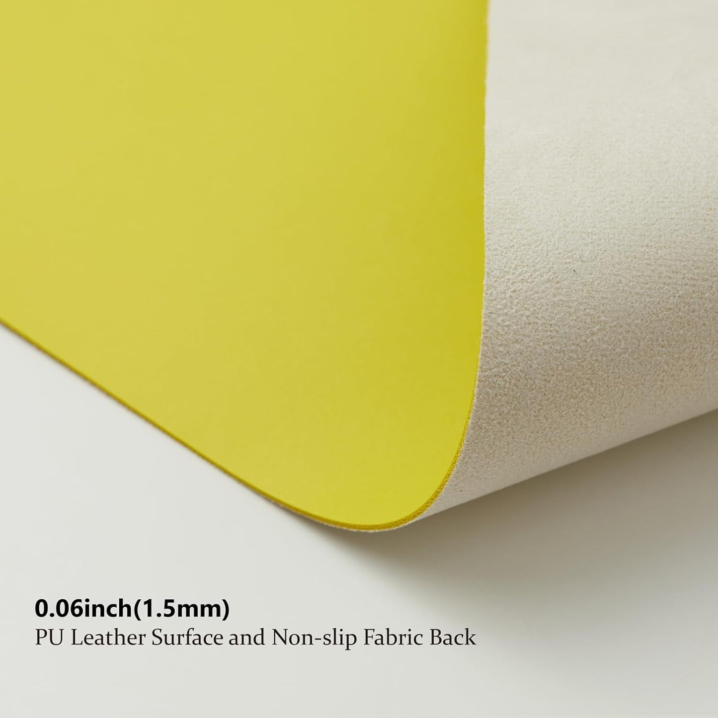 Leather Desk Mat - Non-Slip PU Desk Pad for Office and Home - Desk Organization and Accessories - Ideal for Large Mouse Pad and Desk Mats on Top of Desks (Lemon Yellow,31.5"x 15.7")