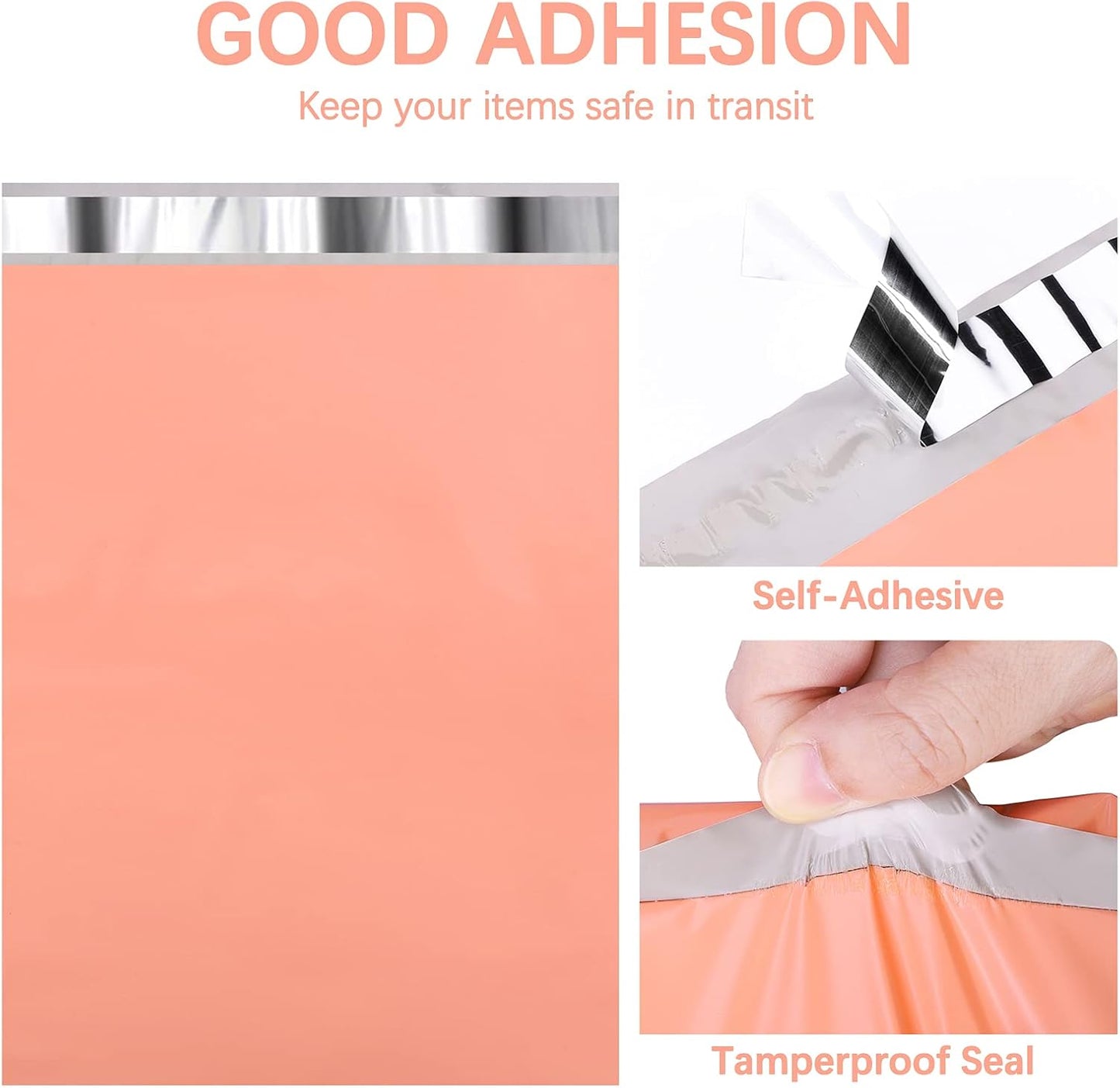Metronic Poly Mailers 12x15.5 200 Pack, Medium Shipping Bags for Clothing, Self Seal Mailing Bags, Tear-Proof Shipping Envelopes for Small Business, Boutique, Postal Bags Poly Bags in Peach Pink