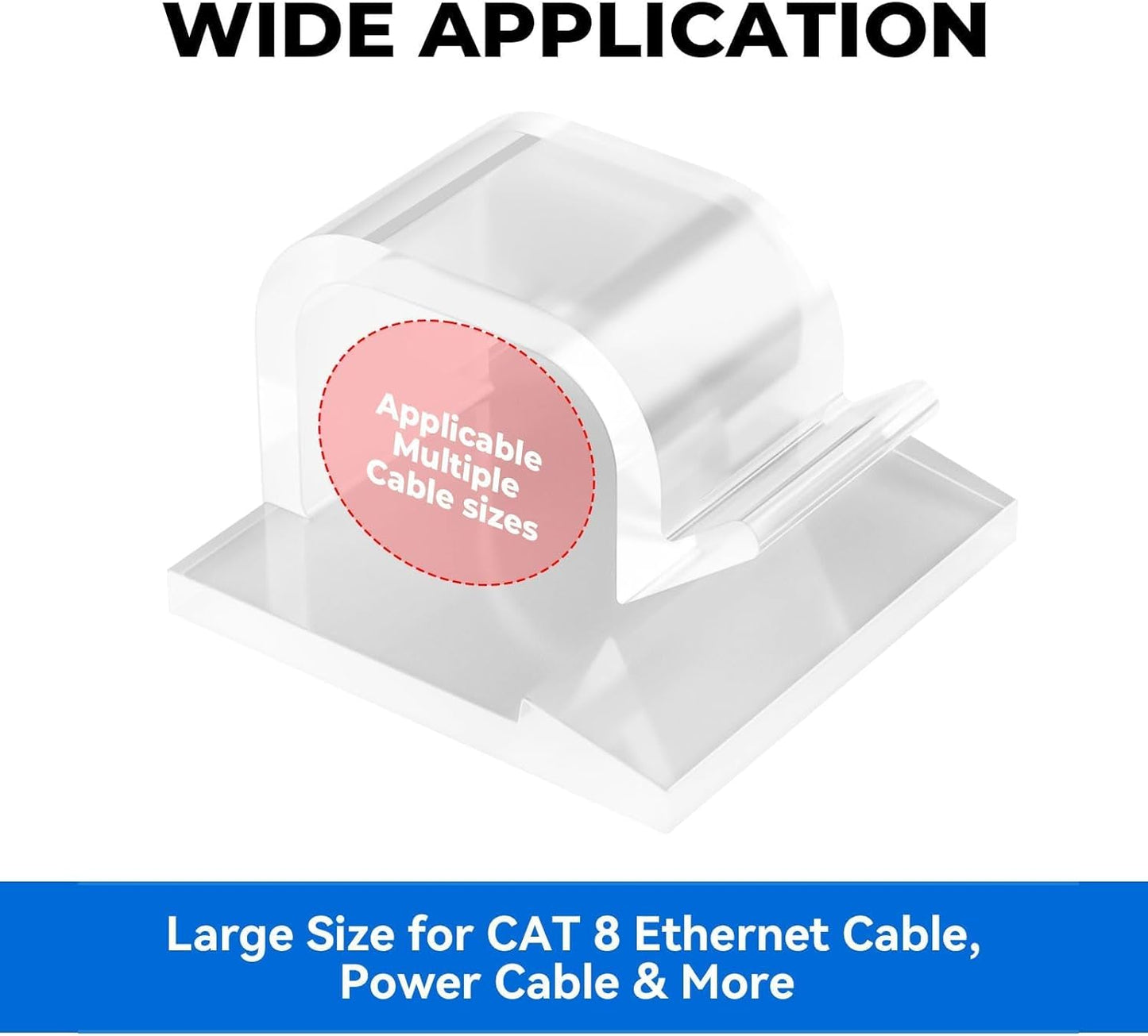 Large Cable Clips 40pcs with Strong Adhesive Tapes,Wire Holder Organizer Cord Management for Car, Office and Home (Clear- L06(40PCS))