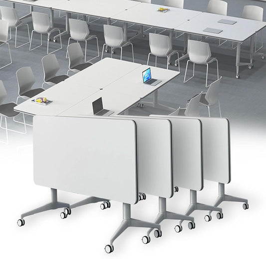 Conference Table Folding Conference Table, Modern Conference Room Table White Meeting Table Flip Top Large Mobile Training Table, Mobile Training Seminar Table for Office Classroom (4pack 70.8in)