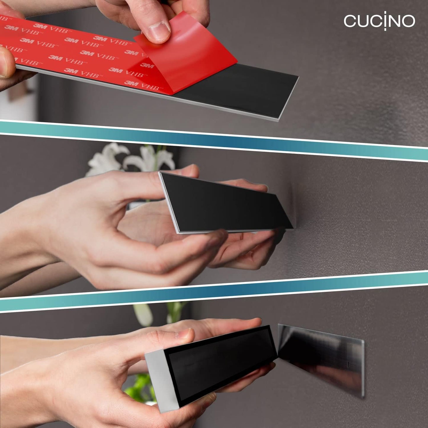 CUCINO Magnetic Knife Holder for Wall 16" - No Drilling incl. Self Adhesive Tape - Extra strong Magnet - Awarded Strip - Made of Stainless Steel