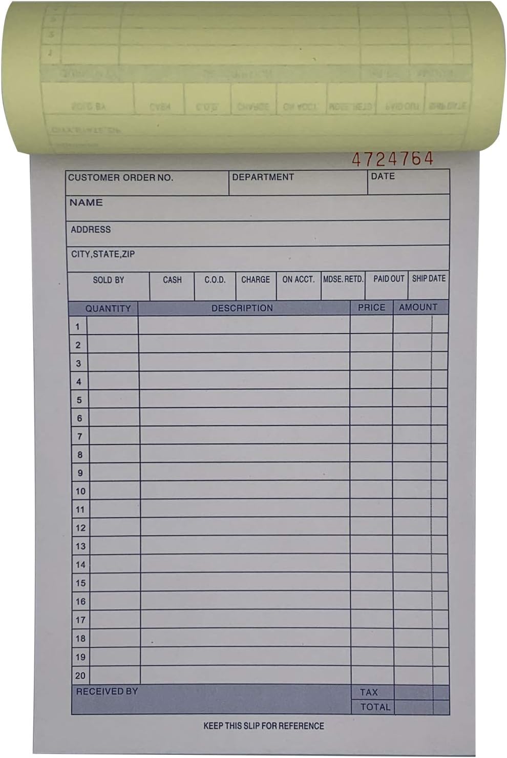 5 Pack Large Sales Order Book Receipt Invoice Duplicate Carbonless 50 Sets 5.9/16" X 8.7/16"