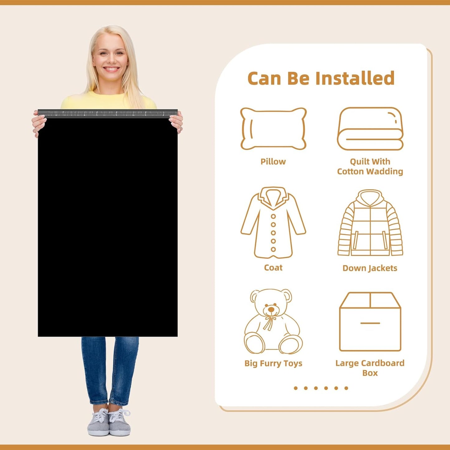 Fuxury Poly Mailers Large 24x36" 25 Pcs, XXL Shipping Bags Bulk for Clothing, Strong Adhesive Shipping Envelopes for Small Business Suppliers,Waterproof Mailers 2.5mil Poly Bag Mailing Envelopes Black