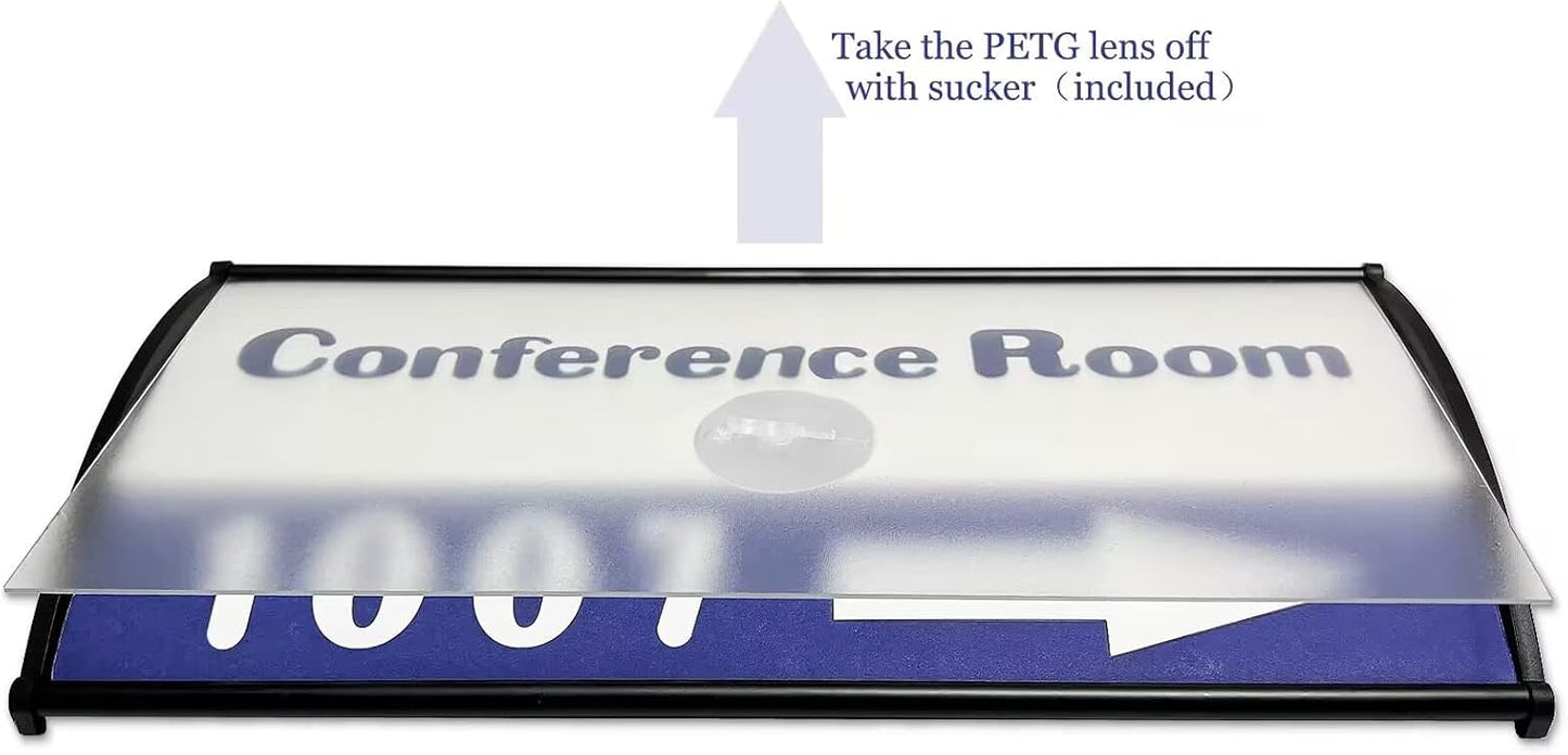 Set of 5 –Sturdy & Elegant Black Aluminum Wall Mount Name Plate Holder, Office Business Door Curved Sign Holder with Adhesive Tape, 8” X 4” - Plastic Film Included, Paper Inserts NOT Included