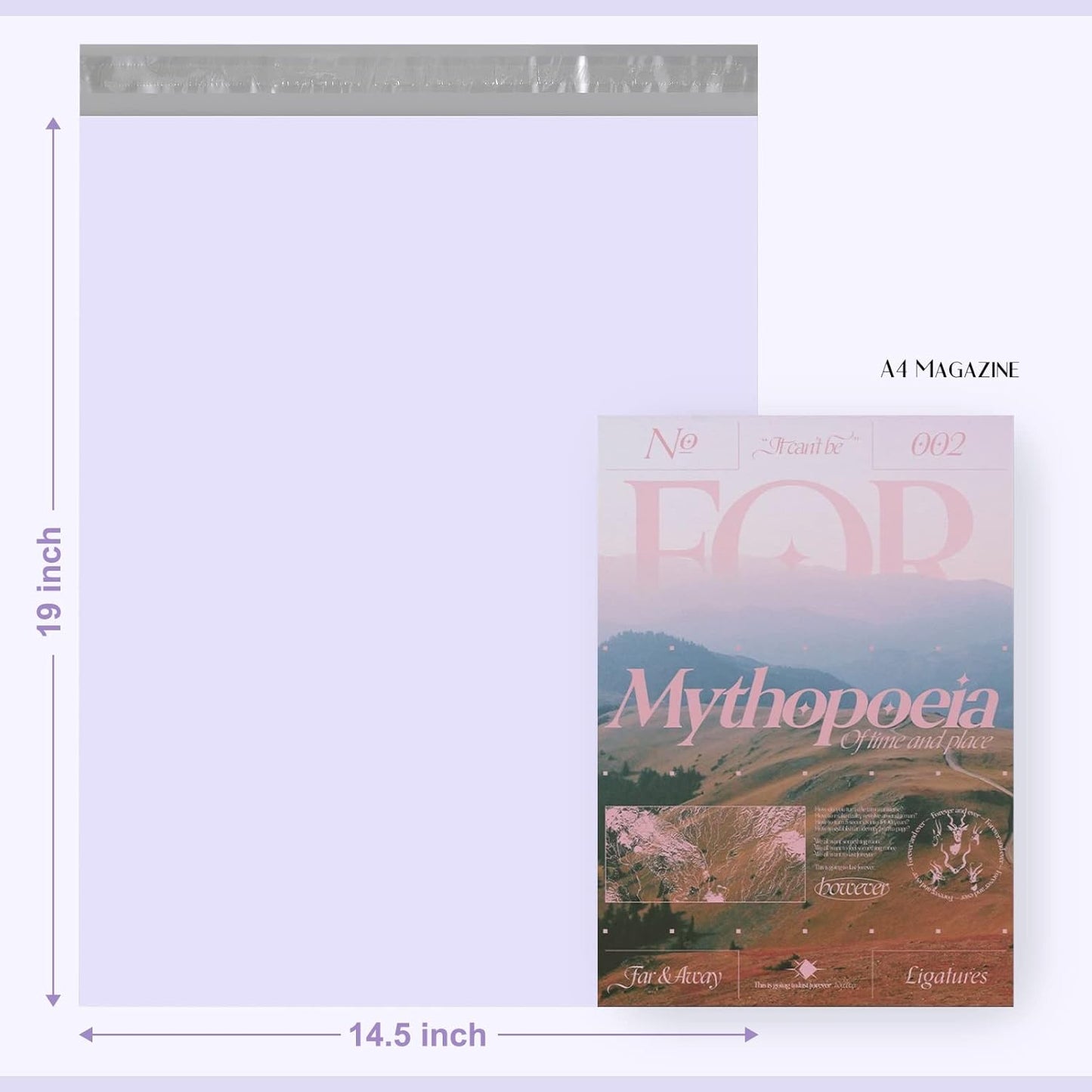 Metronic Poly Mailers 14.5X19 100 Pack, Strong Adhesive Shipping Bags for Clothing, Waterproof and Tear-Proof Packaging Bags Mailers Poly Bags for Shipping Envelopes in Lilac Purple