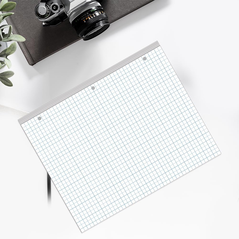 A4 Grid Filler Paper - 3 Hole Graph Paper, Letter Size 100Sheets / 200Pages Loose-Leaf Paper, 100gsm White Paper, 8.5'' x 11''