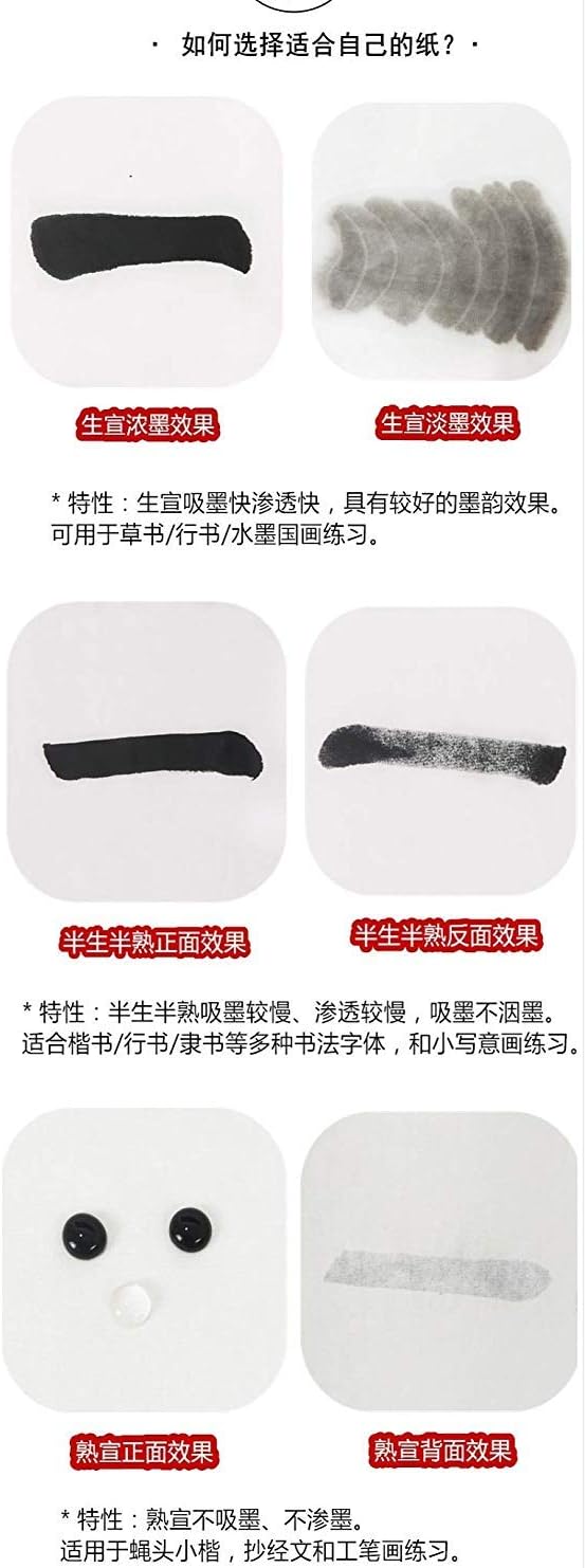 MEGREZ Chinese Japanese Calligraphy Xuan Paper, Rice Paper Sumi Calligraphy Paper for Calligraphy Brush Ink Writing, Painting Without Grids 100 Sheets/Bag,27.1 x 54.3inch, Sheng (Raw) Xuan