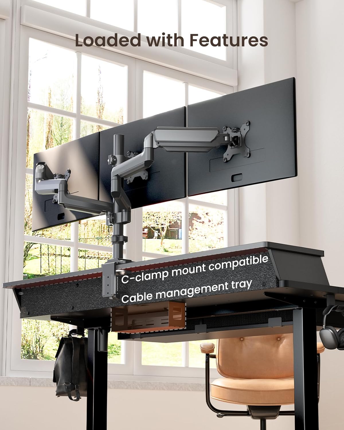 ErGear Electric Standing Desk with 4 Drawers, 55" x 30" Height Adjustable Desk with Storage, C-Clamp Mount Compatible, Computer Home Office Table with Cable Management Tray, Black