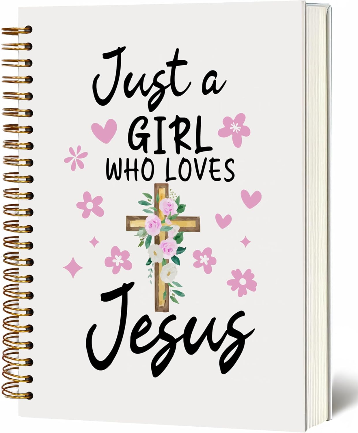 YOU FOUND ME Bible Notebook, A5 Spiral Christian Journal with Floral Pink Butterfly Notebook, Just a girl Who Loves Jesus, Inspirational Notebooks for Women, Bible Study, Gift for Birthday Christmas