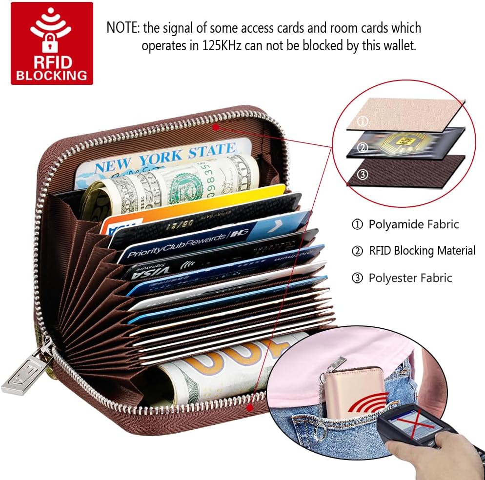 FurArt Zipper Wallet Women, RFID Blocking Credit Card Wallet, Business Card Holder, Compact Size KeyChain Wallet