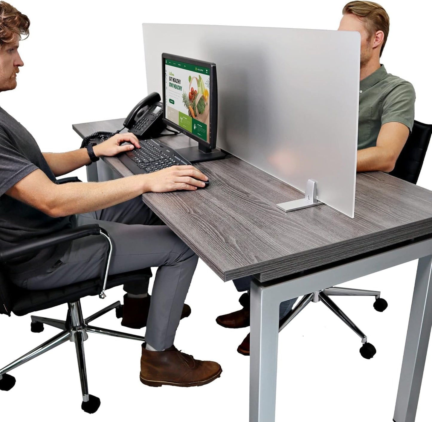 OBEX Acrylic Free Standing Screen, Divider for Desk Privacy Home & Office Partitions for Table Top Workstation, Portable Cubicle Panel for Work, 18" x 66", Frosted