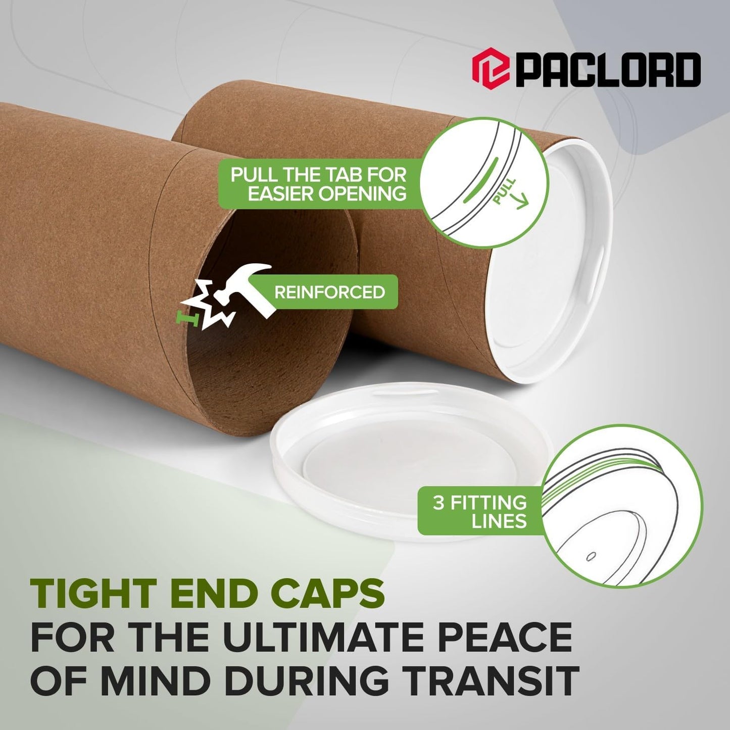 3" x 6" Reinforced Kraft Paper Mailing Tubes, Pack of 2 Tubes with 2 Caps Each – USPS Approved Poster Tube – Made in USA Cardboard Tube for Shipping and Storing Posters, Prints, Artwork, or Documents