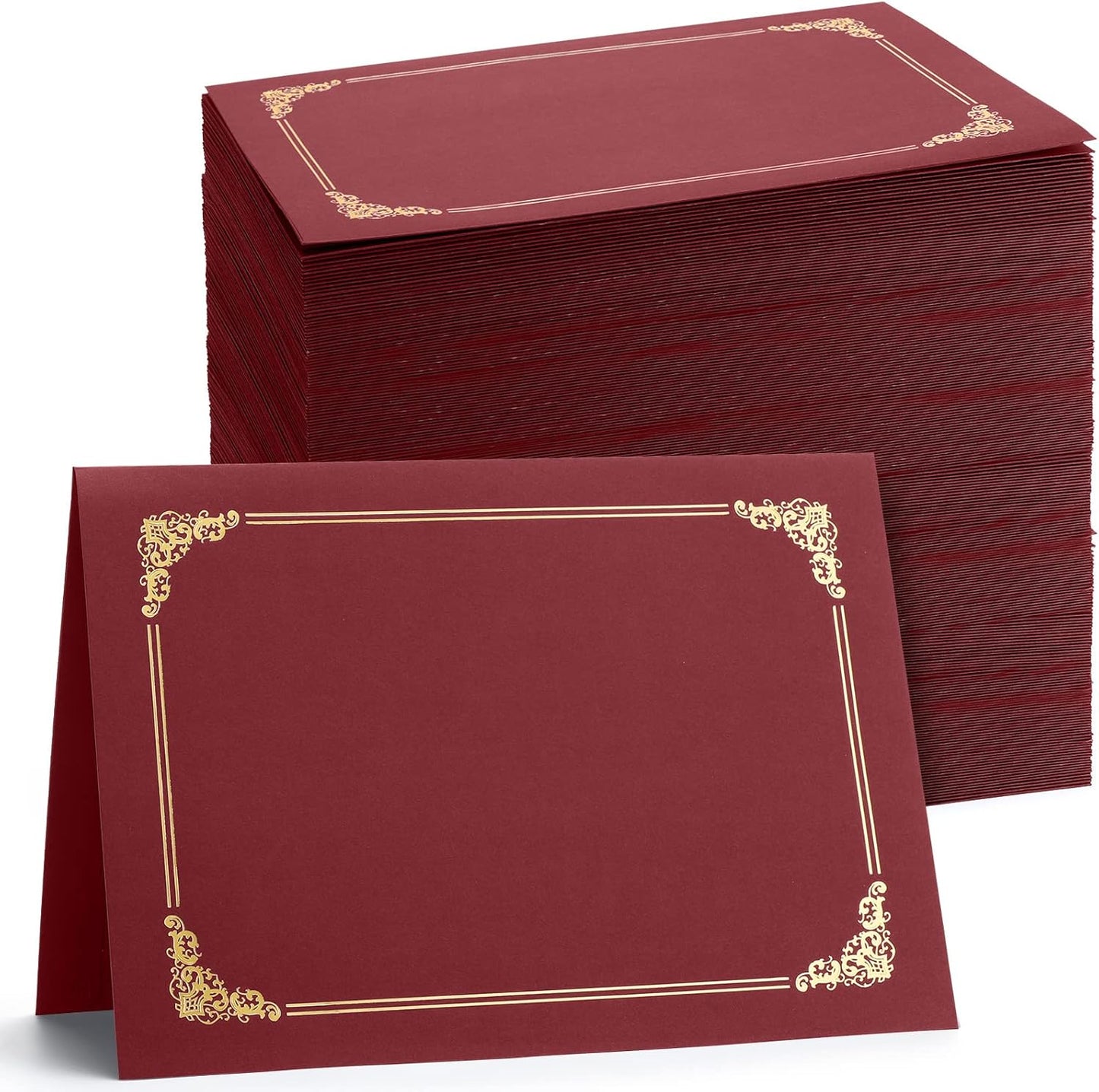Fainne 80 Pieces Certificate Holders Diploma Holders Document Holder Certificate Covers Certificate Folders with Gold Foil Border for Letter Size 8.5 x 11 Inches Diploma Documents Awards (Red)