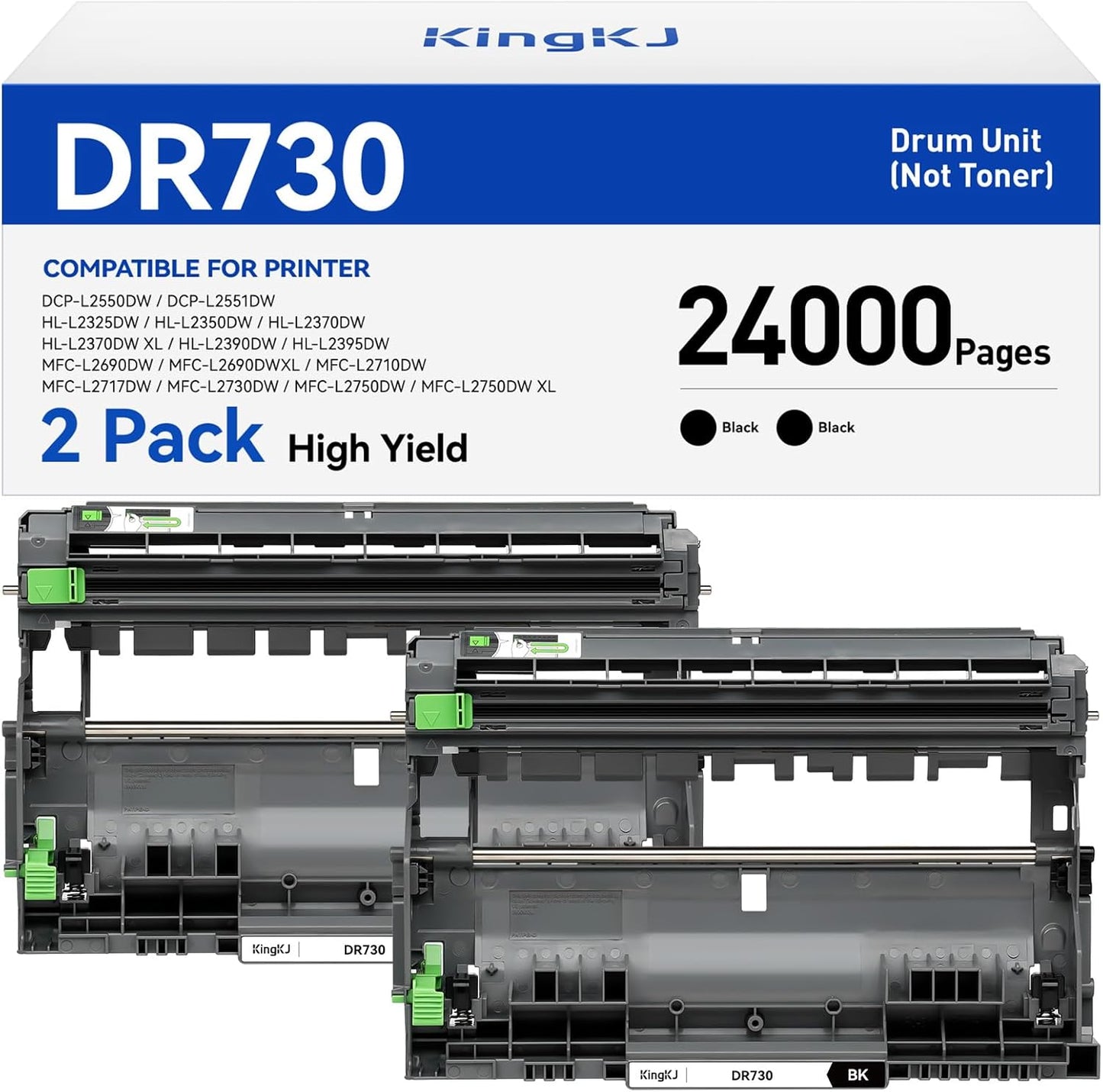 DR730 Drum Unit (Not Toner) 2-Pack Compatible Replacement for Brother DR-730 Imaging Drum MFC-L2710DW MFC-L2750DW DCP-L2550DW HL-L2350DW HL-L2395DW HL-L2370DW HL-L2390DW MFC-L2690DW HL-L2325DW Printer