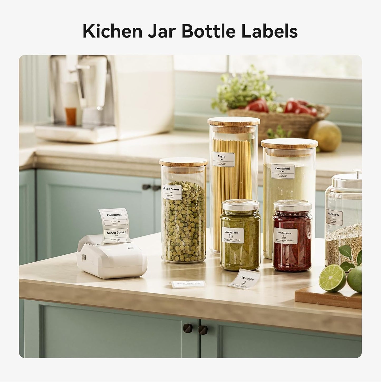 NIIMBOT B1 Label Maker Machine with Tape, 2 Inch Portable Sticker Printer for Home School & Small Business, Compatible with Phones & PC, Gray White