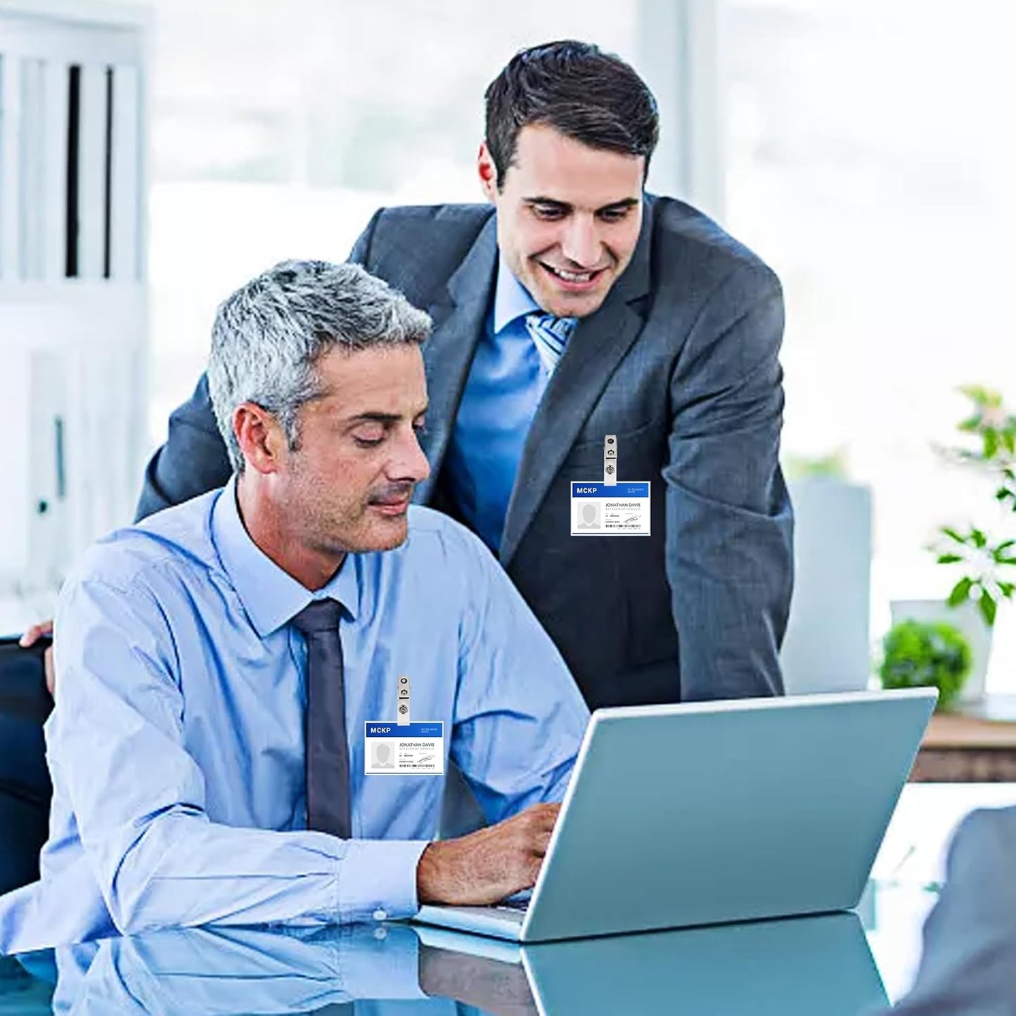 Happy Trees 300pc Metal Badge Clips with Strap Clear ID Strap Clip Adapter