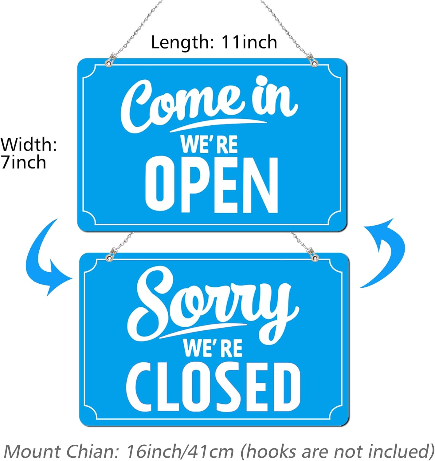 Open Closed Signs Business Hours Sign Set for Window Door Open Signs for Business Hour Closed Open Flip Sign Store Resturant Bar Blue