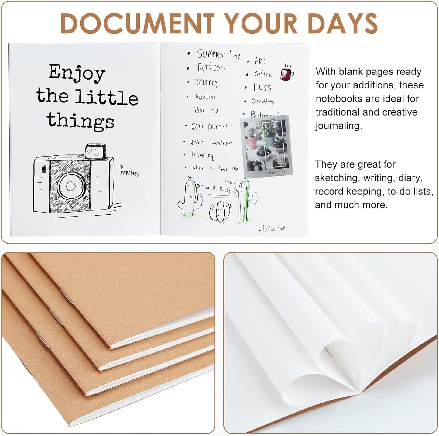 Epakh 100 Pack Mini Kraft Paper Notebook Bulk Small Blank Notebook Mini Unlined Pocket Journal Sketchbooks for Students School Writing, 48 Pages, 24 Sheets, 4.25 x 5.5 Inch (Brown)