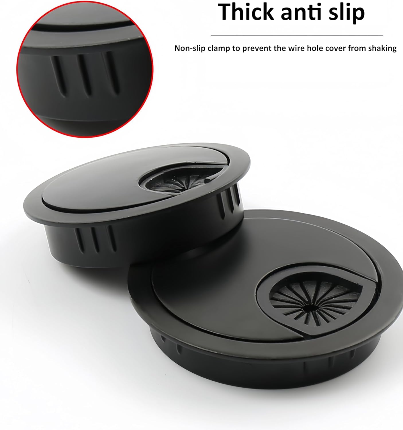 3 Pcs Satin Nickel Metal Cable Grommet, Zinc Alloy Desk Table Grommet Cable Cord Hole Cover for Home and Office, Fits 2inchs Hole 50MM Black