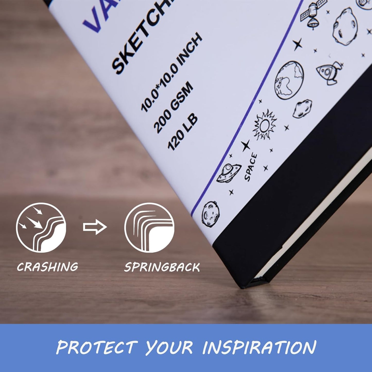 Hardcover Square Sketch Book, 120lb/200GSM Sketchbook Thick Drawing Paper for Marker Watercolor Pencil Mixed Media, Premium Drawing Notebook, Art Journal, 60 Sheets/120 Pages 10x10 Inch Sketch Pad