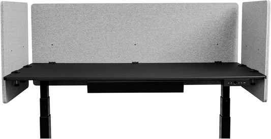 Stand Up Desk Store ReFocus Clamp-on Acoustic Desk Divider Privacy Panel That Reduces Noise and Visual Distractions (Cool Gray, 59" x 23.6", 23.6" x 23.6", & 23.6" x 23.6")
