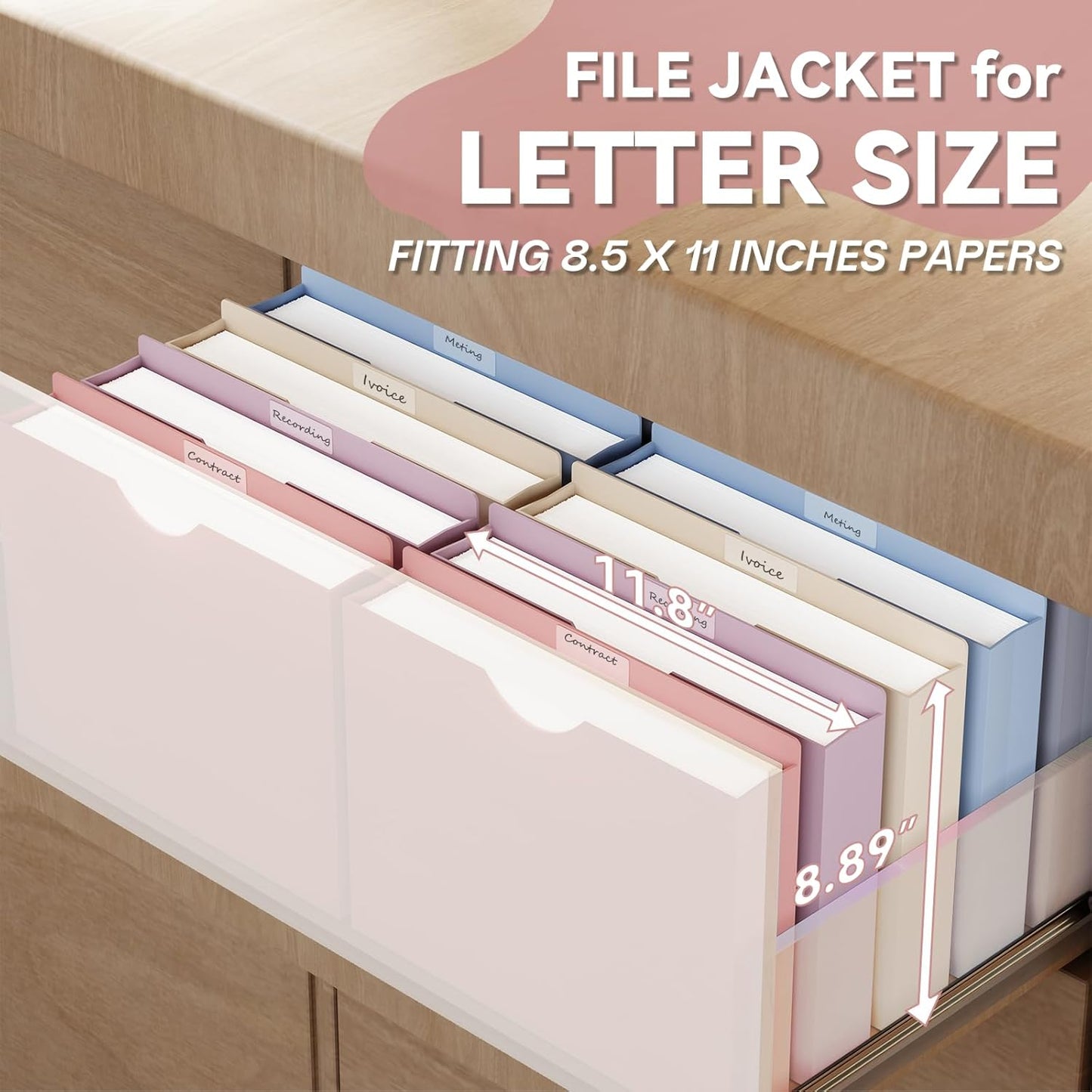 Plastic File Jackets Letter Size,Upgrade Color,12 Pack Manilla Pocket Folders,2 Inch Expanding File Folde for Documents,Heavy Duty Expansion Pocket Files with Straight Cut Tabs,Morandi Color